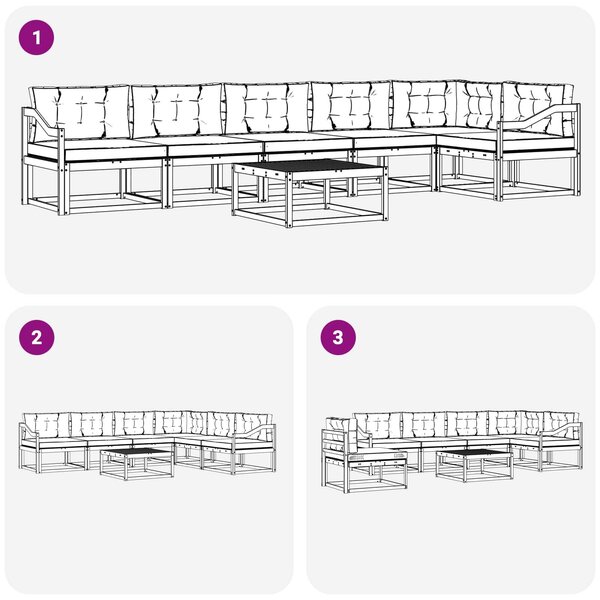 VidaXL Kültéri kanapé szett 7 pcs Fehér és Világosszürke