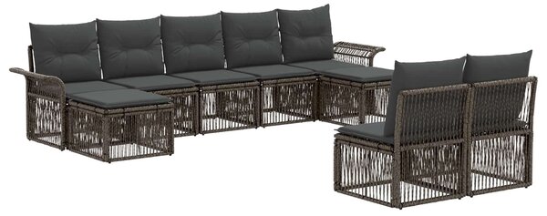 VidaXL Kerti Kanapé Szett 9 pcs Szürke polirattan