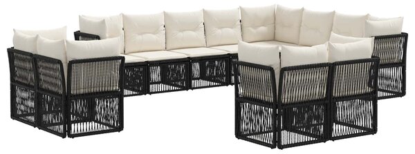 VidaXL Kerti Kanapé Szett 12 pcs Fekete polirattan