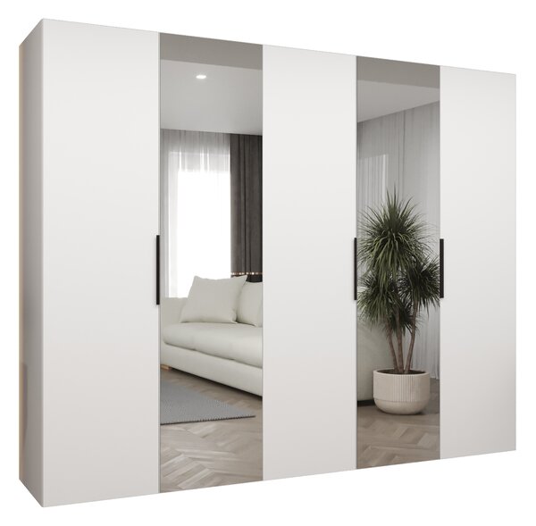 Ruhásszekrény 250 cm Mirabella 2 (fehér + fekete)
