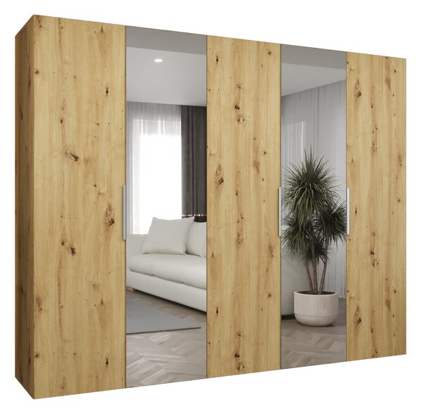 Ruhásszekrény 250 cm Mirabella 2 (artisan tölgy + kasmír)