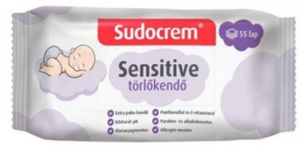 Sudocrem Sensitive 55 db-os nedves törlőkendő