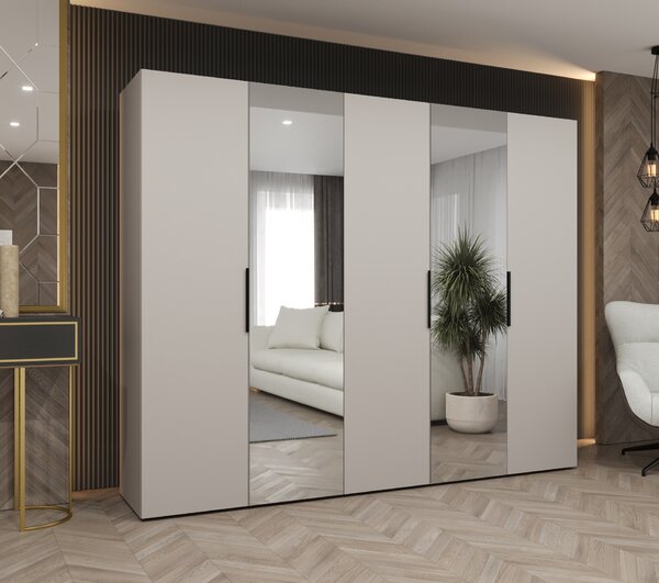 Ruhásszekrény 250 cm Mirabella 2 (kasmír + fekete)