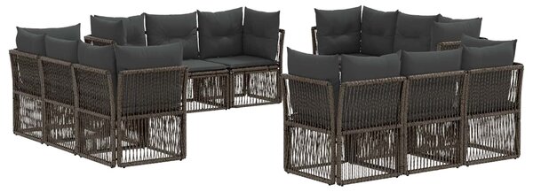 VidaXL Kerti Kanapé Szett 12 pcs Szürke polirattan