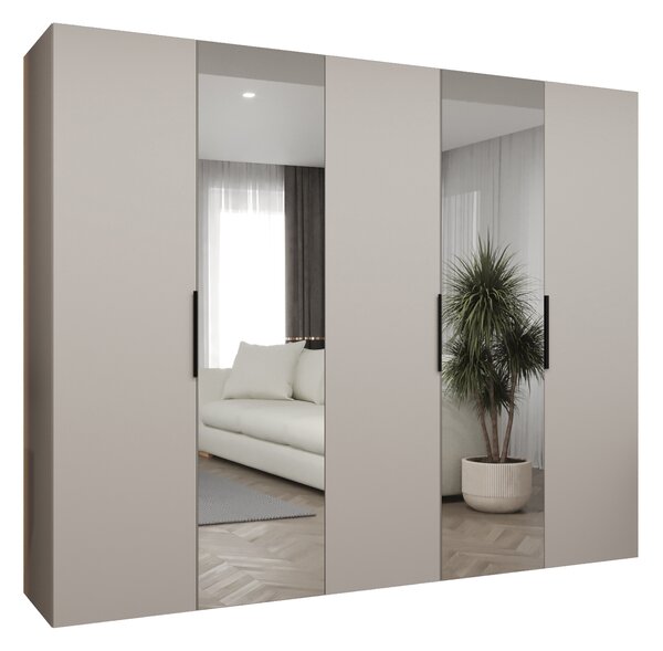 Ruhásszekrény 250 cm Mirabella 2 (kasmír + fekete)