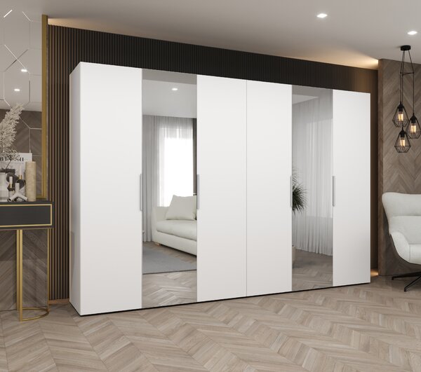 Ruhásszekrény 300 cm Mirabella 2 (fehér + kasmír)