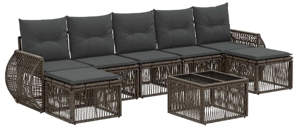 VidaXL Kerti Kanapé Szett 8 pcs Szürke és sötétszürke polirattan