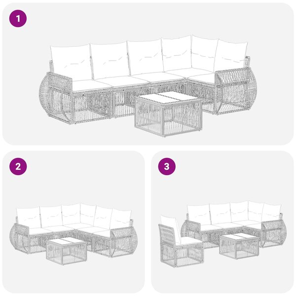 VidaXL Kerti Kanapé Szett 6 pcs Szürke és sötétszürke polirattan