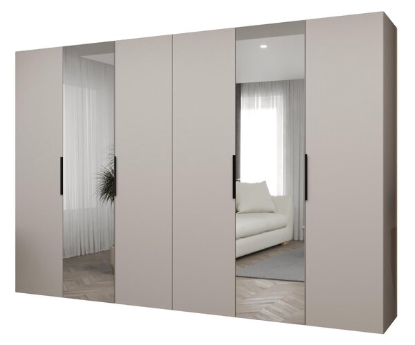 Ruhásszekrény 300 cm Mirabella 2 (kasmír + fekete)
