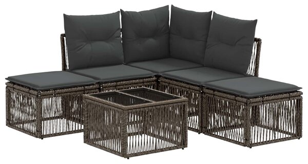 VidaXL Kerti Kanapé Szett 6 pcs Szürke polirattan