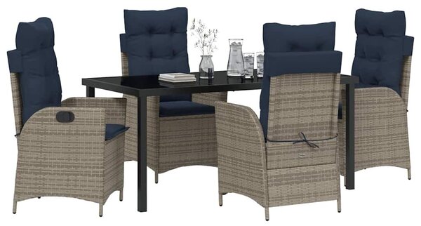 VidaXL Kert étkező szett párnával 5 pcs Szürke és fekete Rattan