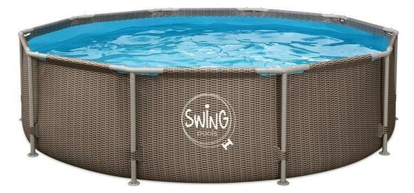 Swing fémvázas medence 3,05*76 cm-es barna fonott hatású, szűrő nélkül
