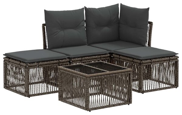 VidaXL Kerti Kanapé Szett 5 pcs Szürke polirattan