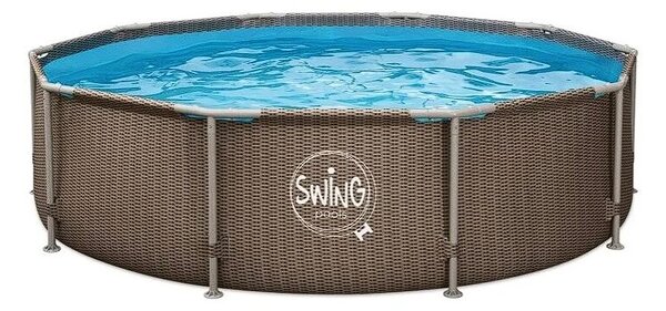 Swing fémvázas medence 3,05*76 cm-es barna fonott hatású, szűrő nélkül
