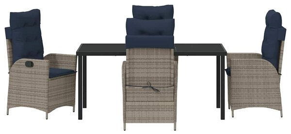VidaXL Kert étkező szett párnával 5 pcs Szürke és fekete Rattan