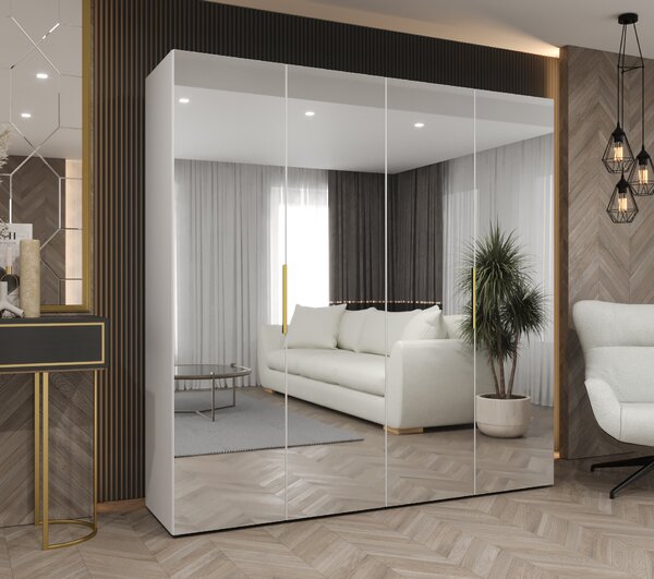 Ruhásszekrény 200 cm Mirabella 3 (fehér + arany)