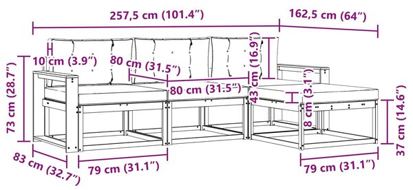 VidaXL Kültéri kanapé szett párnával 4 pcs Természetes és antracit