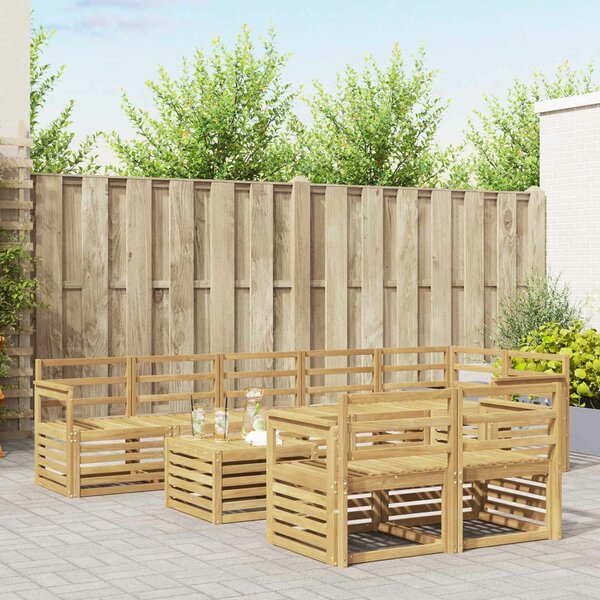 VidaXL Kültéri kanapé szett 9 pcs Fehér 59 x 59 x 37 cm Tömör Akácfa