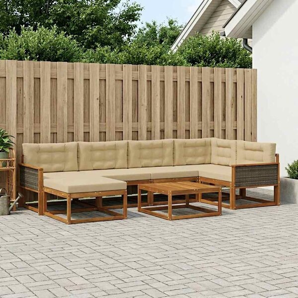 VidaXL Kültéri kanapé szett párnával 7 pcs Természetes és bézs
