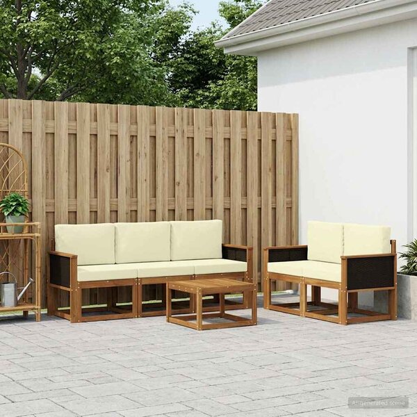 VidaXL Kültéri kanapé szett párnával 6 pcs Természetes és krémszínű