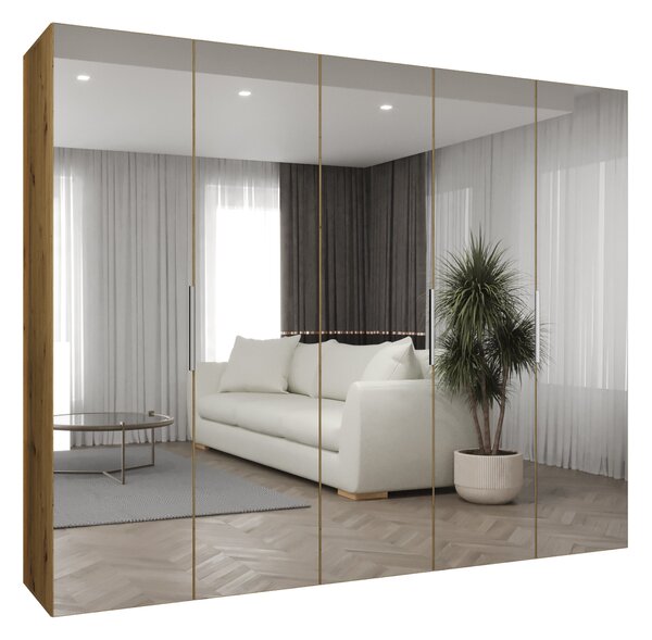 Ruhásszekrény 250 cm Mirabella 3 (artisan tölgy + kasmír)