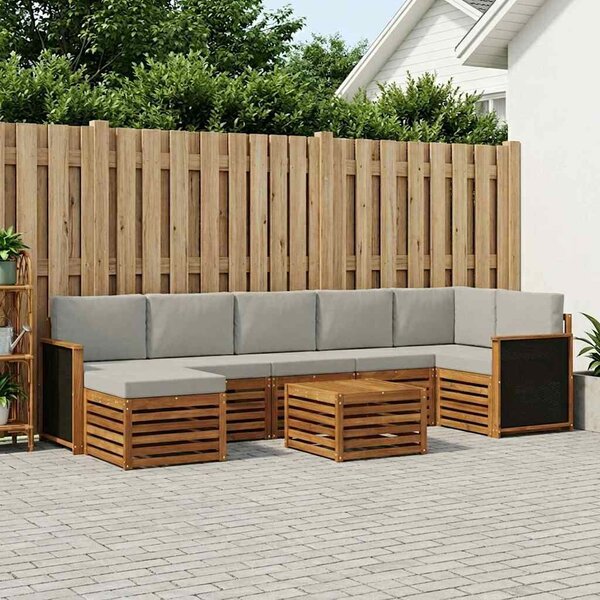 VidaXL Kültéri kanapé szett 7 pcs Természetes és Világosszürke