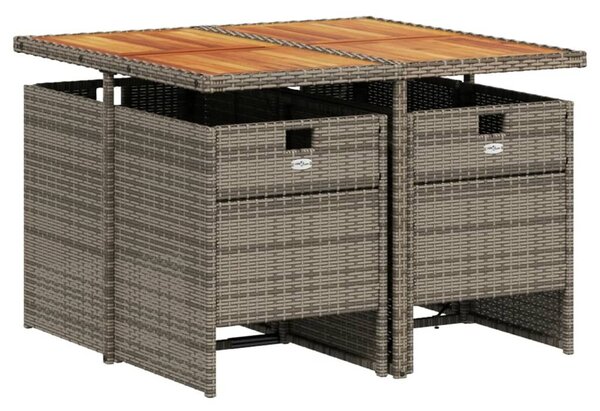 VidaXL 5 db szürke polyrattan kerti étkezőgarnitúra párnákkal