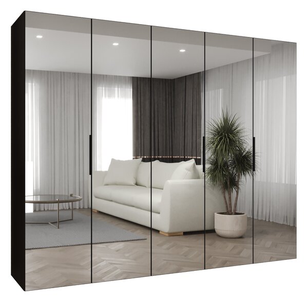 Ruhásszekrény 250 cm Mirabella 3 (fekete + fekete)