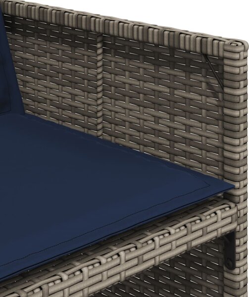 VidaXL 5 db szürke polyrattan kerti étkezőgarnitúra párnákkal