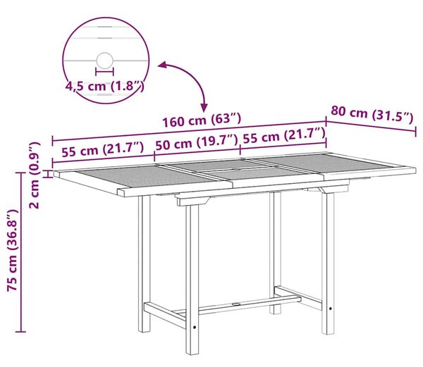 VidaXL Kert étkező szett 5 pcs Barna Tömör Teakfa