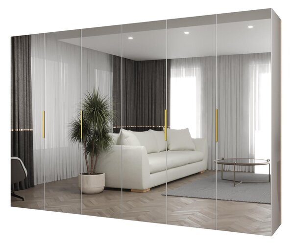 Ruhásszekrény 300 cm Mirabella 3 (fehér + arany)