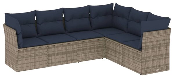 VidaXL 6 db szürke polyrattan kerti kanapégarnitúra párnákkal
