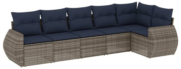 VidaXL 6 db szürke polyrattan kerti kanapégarnitúra párnákkal