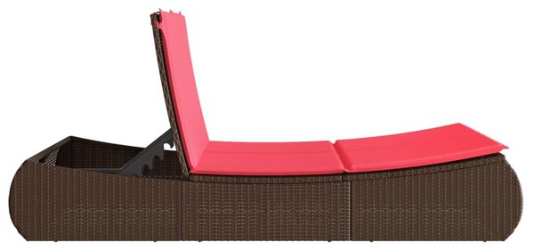 VidaXL barna polyrattan dupla napozóágy párnával