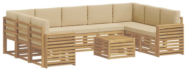 VidaXL Kültéri kanapé szett 10 pcs Fehér és Bézs 59 x 59 x 37 cm