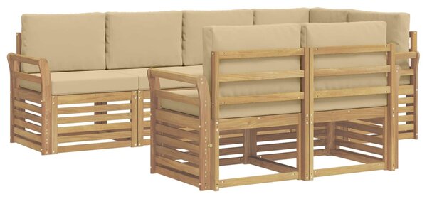 VidaXL Kültéri kanapé szett 7 pcs Fehér és Bézs 249 x 130,5 x 73 cm