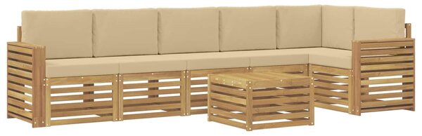 VidaXL Kültéri kanapé szett 7 pcs Fehér és Bézs 59 x 59 x 37 cm