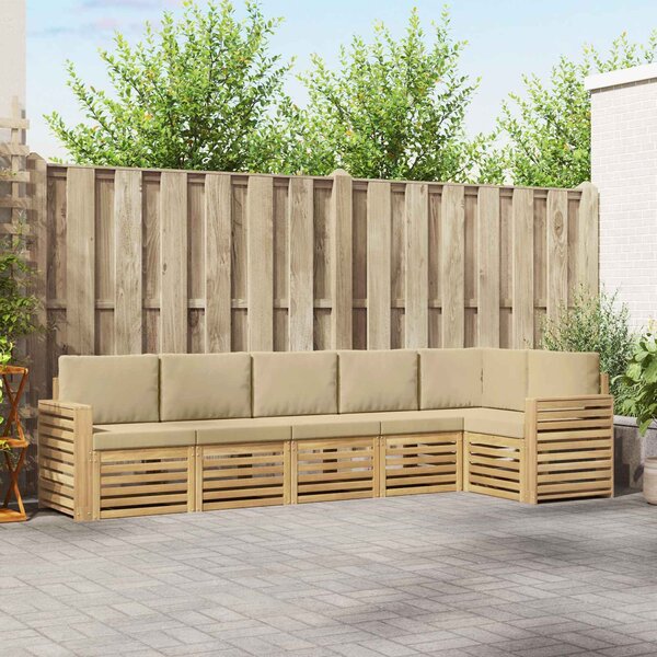 VidaXL Kültéri kanapé szett 6 pcs Fehér és Bézs 310 x 132,5 x 73 cm