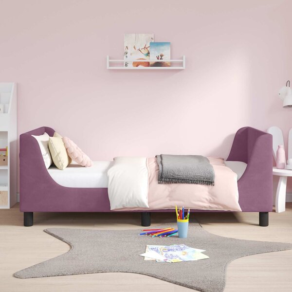 VidaXL Gyerekágy kerettel fejtámlával Lila 80 x 160 cm Bársony
