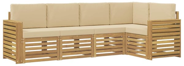 VidaXL Kültéri kanapé szett 5 pcs Fehér és Bézs 251 x 132,5 x 73 cm