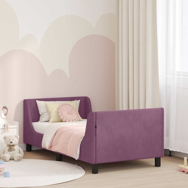VidaXL Gyerekágy kerettel fejtámlával Lila 80 x 160 cm Bársony