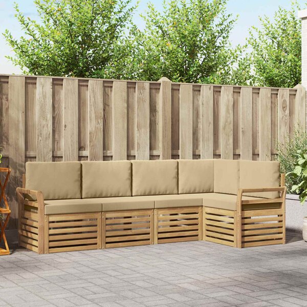 VidaXL Kültéri kanapé szett 5 pcs Fehér és Bézs 249 x 130,5 x 73 cm