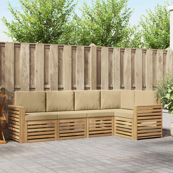 VidaXL Kültéri kanapé szett 5 pcs Fehér és Bézs 251 x 132,5 x 73 cm