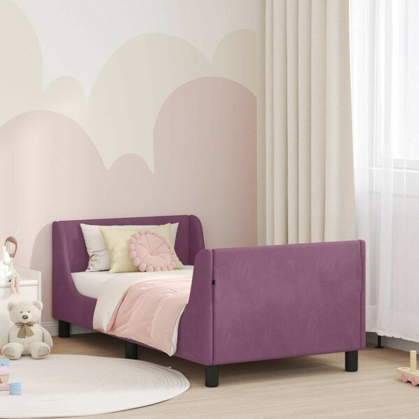 VidaXL Gyerekágy kerettel fejtámlával Lila 80 x 160 cm Bársony