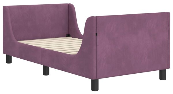 VidaXL Gyerekágy kerettel fejtámlával Lila 80 x 160 cm Bársony