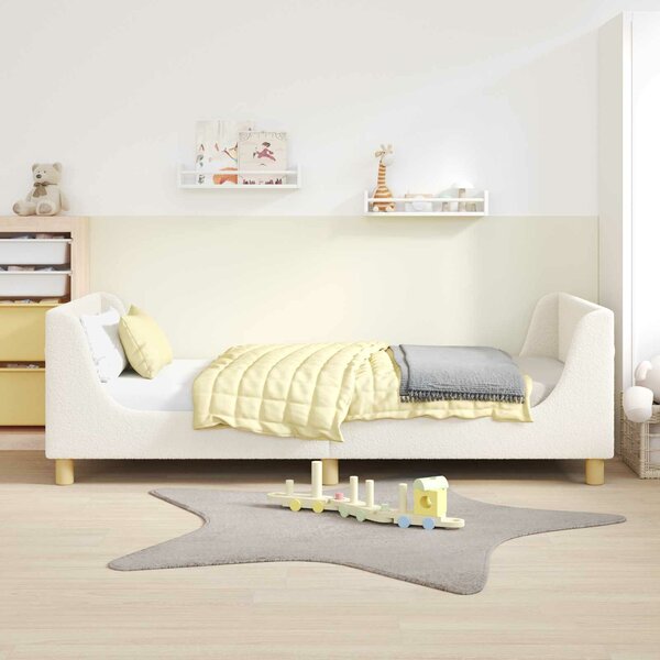 VidaXL Gyerekágy kerettel fejtámlával Krém 80 x 200 cm Juh Gyapjú
