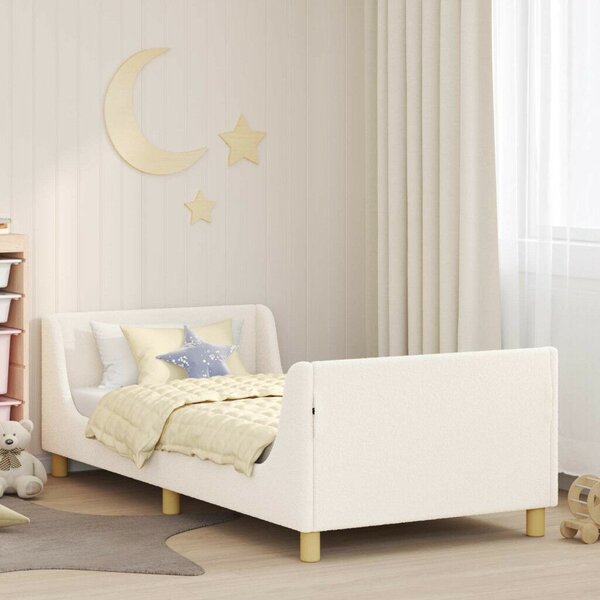 VidaXL Gyerekágy kerettel fejtámlával Krém 80 x 200 cm Juh Gyapjú