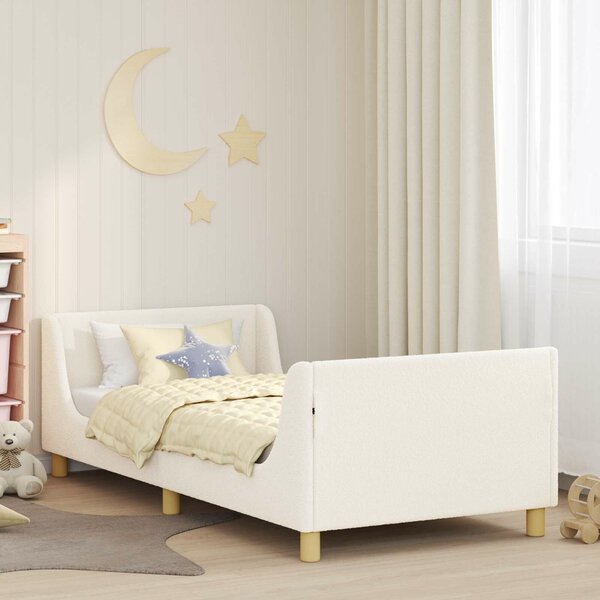 VidaXL Gyerekágy kerettel fejtámlával Krém 80 x 200 cm Juh Gyapjú