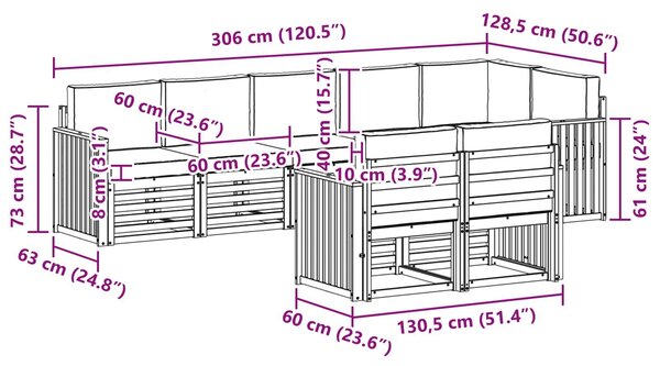 VidaXL Kültéri kanapé szett 8 pcs Fehér és Antracitszürke