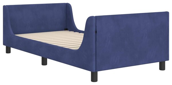 VidaXL Gyerekágy kerettel Rendőrségi kék 90 x 200 cm Bársony